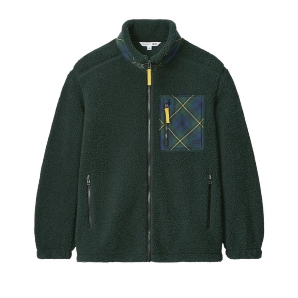 UNIQLO x JW ANDERSON MENS XXL Full Zip Pile Fleece Jacket Blouson Dark Green